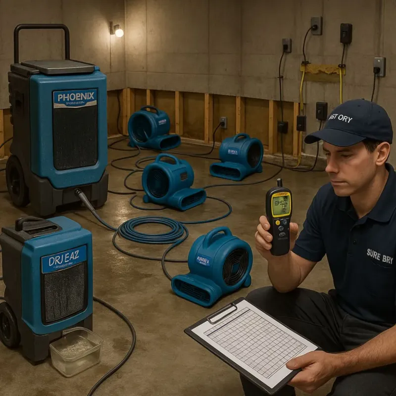Structural Drying and Dehumidification process in Rose Hill, KS